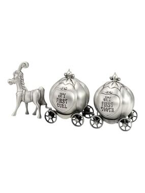 Baby First Tooth & Curl Keepsake Carriage Box Silver Train 4.75"
